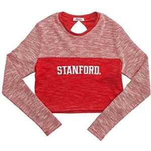Stanford University Cardinals Long Sleeve Tweed sweatshirt Crop sweater Top Med